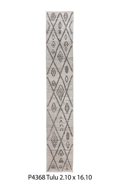 Moroccan Handmade Runner 3 X 17 |Brown, Beige, Black| Hand knotted (4368)