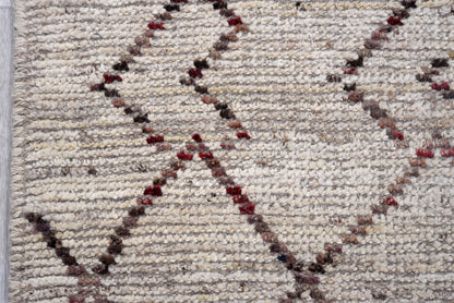 Moroccan Handmade Runner 4 X 19 |Brown, Beige, Red| Hand knotted (4369)