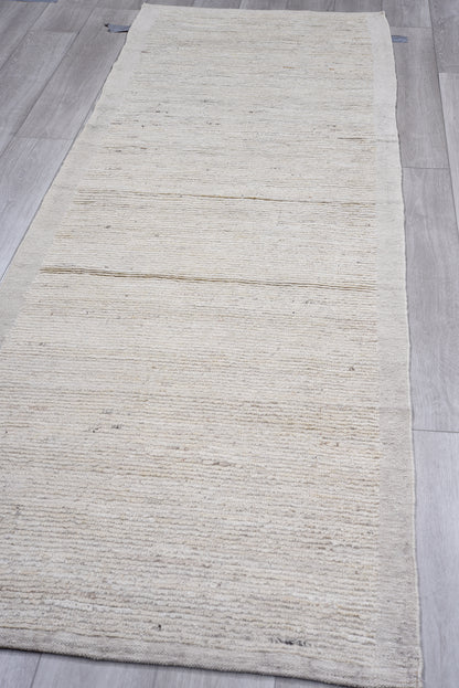 Moroccan Handmade Runner 3 X 11 |Beige, | Hand knotted (4387)