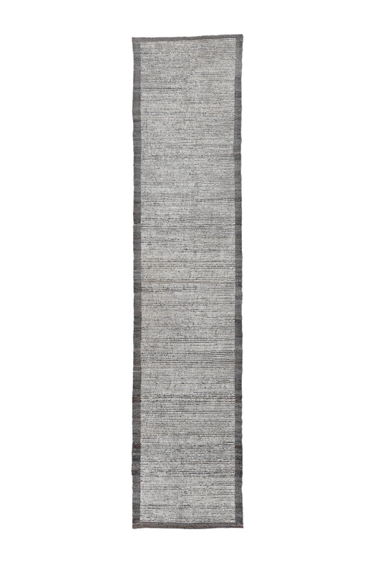 Moroccan Handmade Runner 3 X 13 | Beige, Brown | Hand knotted (4388)