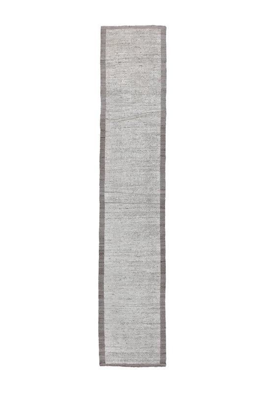 Moroccan Handmade Runner 3 X 15 | Beige, Brown | Hand knotted (4389)