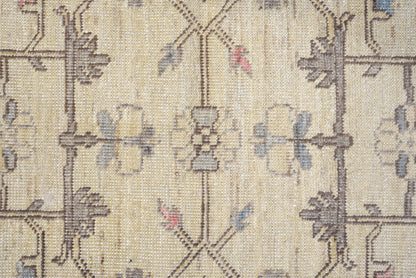 Oushak Handmade Runner 3 X 10 |Beige, Gray, Orange, Blue | Hand knotted (4390)