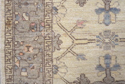 Oushak Handmade Runner 3 X 10 |Beige, Gray, Orange, Blue | Hand knotted (4390)