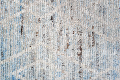 Moroccan Handmade Runner 3 X 17 |White, Gray Blue | Hand knotted (4396)