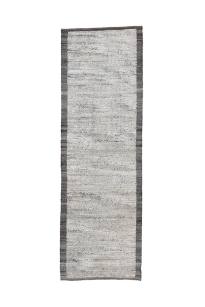 Moroccan Handmade Runner 3 X 10 |Beige, Black | Hand knotted (4400)