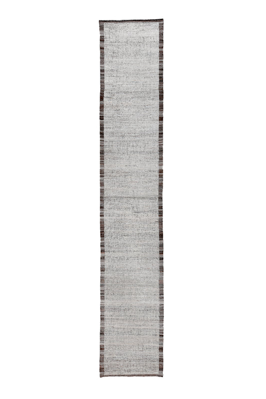 Moroccan Handmade Runner 3 X 17 | Beige, Brown | Hand knotted (4402)