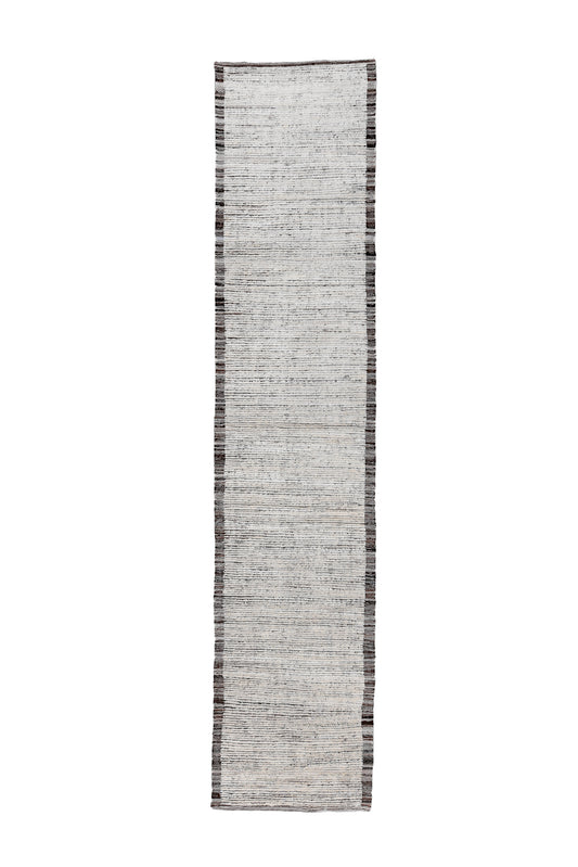 Moroccan Handmade Runner 3 X 14 |Beige, Brown, Black | Hand knotted (4406)