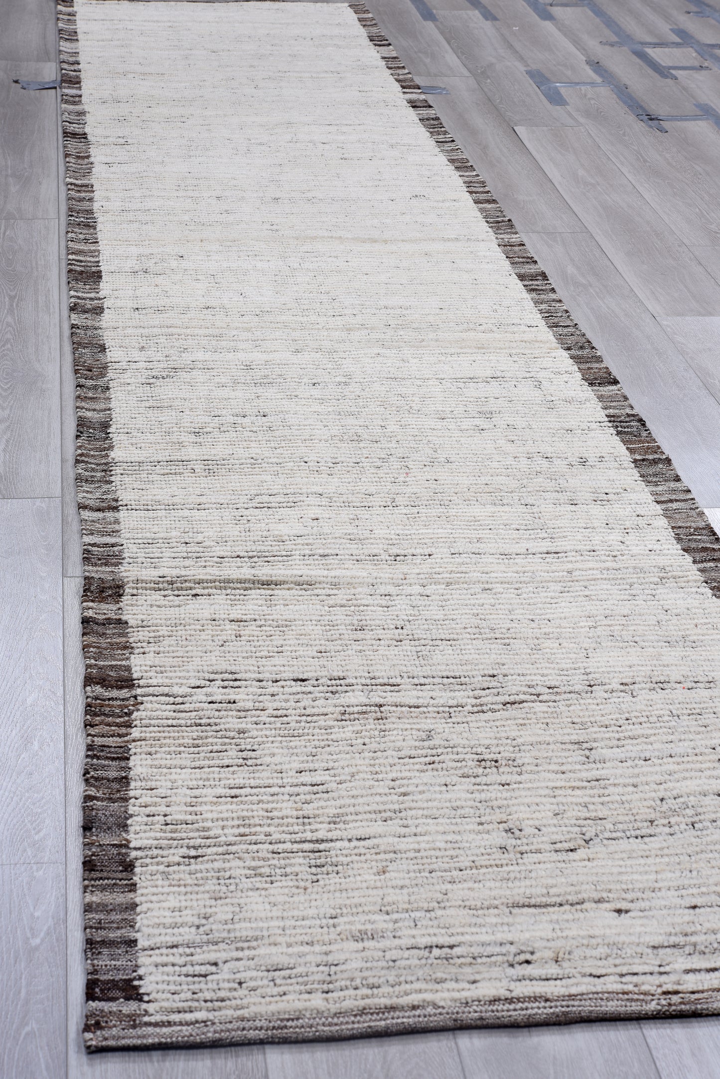 Moroccan Handmade Runner 3 X 14 |Beige, Brown, Black | Hand knotted (4406)