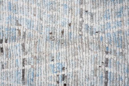 Moroccan Handmade Runner 6 X 20 | Grey, Blue, Black, white| Hand knotted (4413)