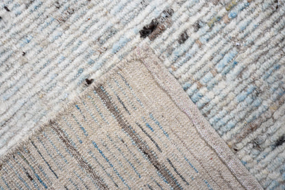 Moroccan Handmade Runner 6 X 20 | Grey, Blue, Black, white| Hand knotted (4413)