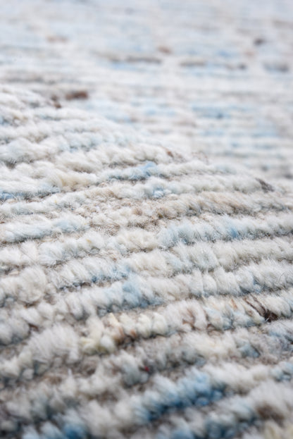 Moroccan Handmade Runner 6 X 20 | Grey, Blue, Black, white| Hand knotted (4413)