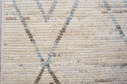 Moroccan Handmade Runner 3 X 14 |Blue, Beige, Brown | Hand knotted (4419)