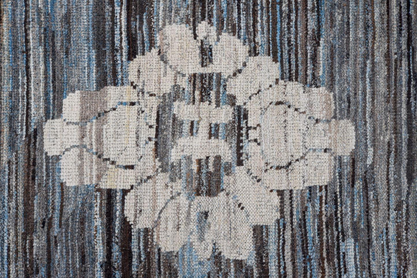 Turkish design modern Oushak hand woven Rug | 9 x 12 | Area Rug |tribal design | Blue, Grey, Black | Turkish Knot (4506)