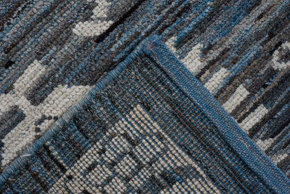 Turkish design modern Oushak hand woven Rug | 9 x 12 | Area Rug |tribal design | Blue, Grey, Black | Turkish Knot (4506)