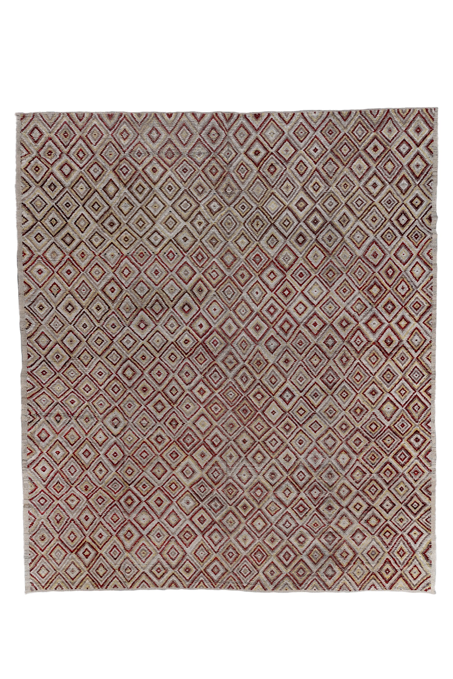 Moroccan Handmade Area Rug 14 X 16 | Beige, Red | Hand Knotted (4693)