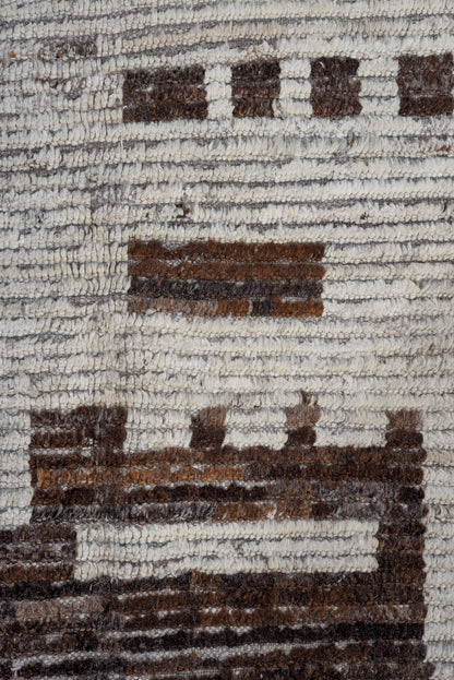 Moroccan Tribal design handmade rug 14 x 17 | beige and brown | 100% wool | hand knotted  (4841)