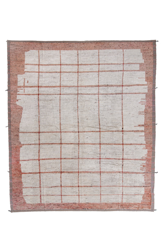 Moroccan Handmade Area Rug 14 X 16 |Beige, Orange | Hand Knotted (4987)