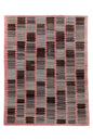 Modern Kilim flat weave | 11 x 16 | Area Rug | tribal design | pink, brown, beige, grey | hand woven (5033)