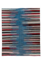 Modern Kilim flat weave | 13 x 16 | Area Rug | tribal design | red, pink, brown, beige, grey, blue, sky blue | hand woven (5034)