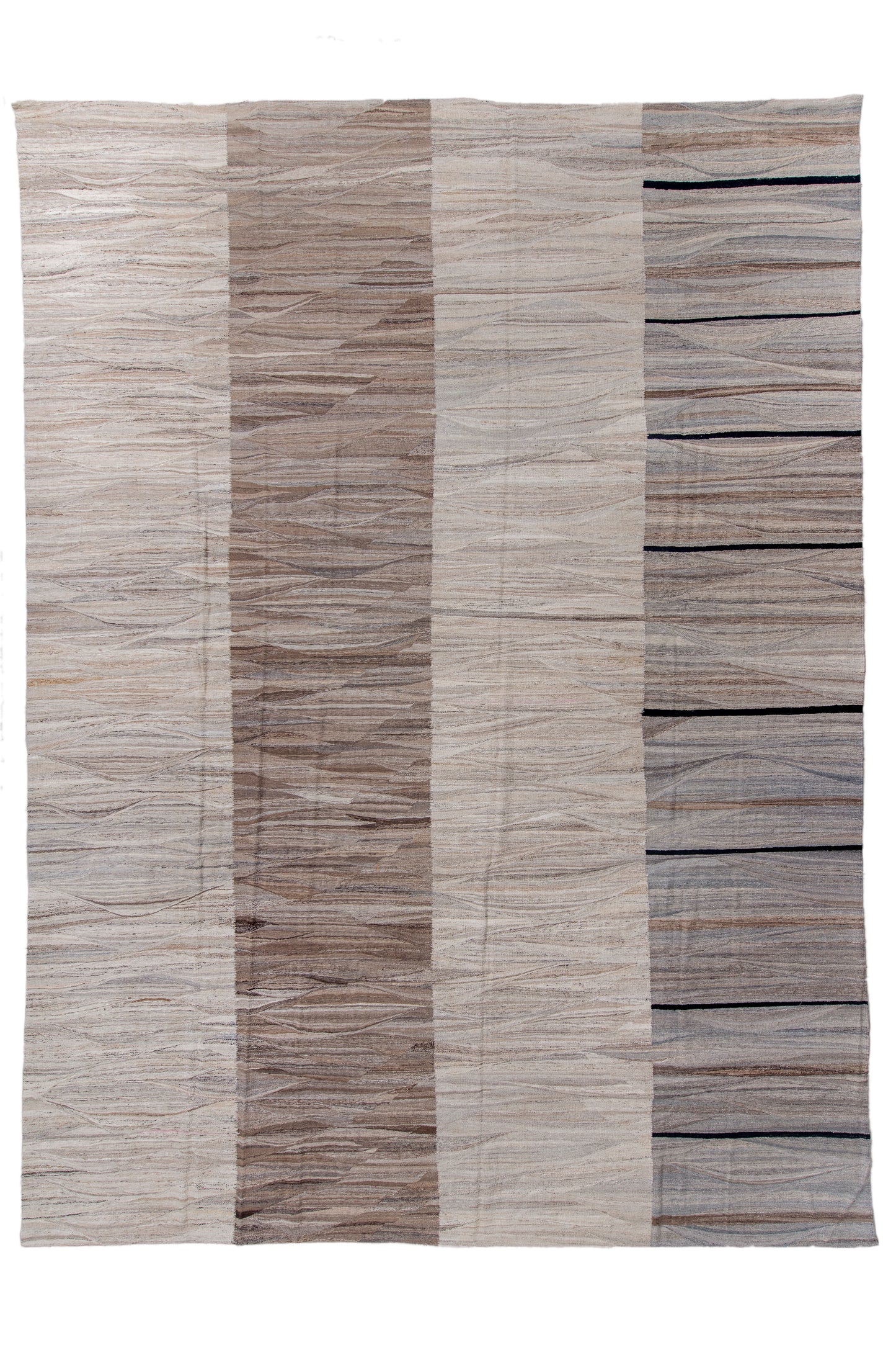 Modern Kilim flat weave | 14 x 19 | Area Rug | tribal design | light brown, brown, black, grey | hand woven (5040)